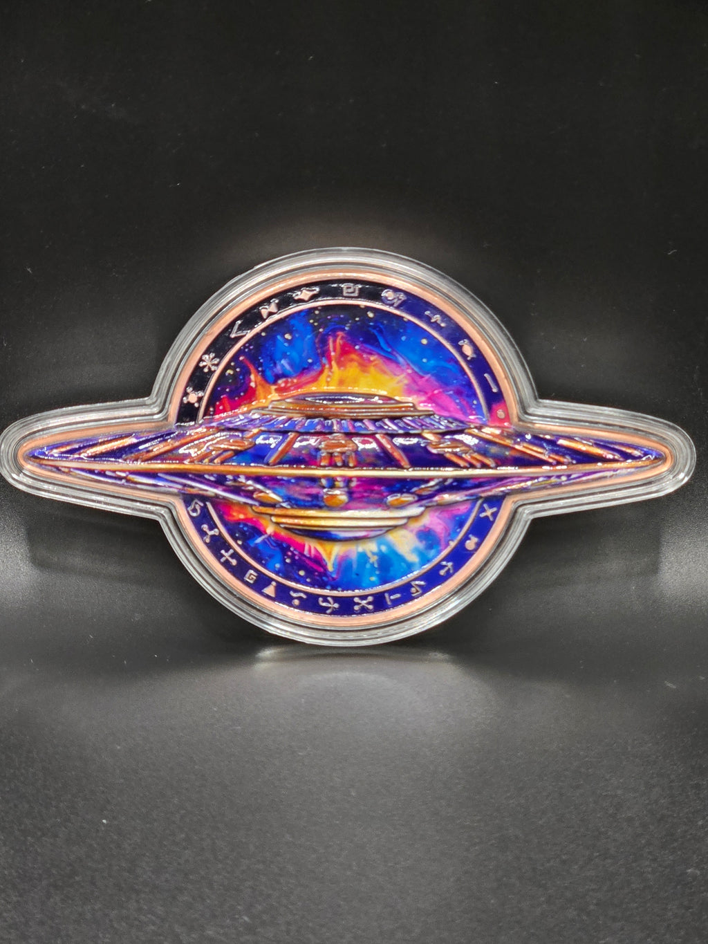 5 oz UFO Flying Saucer Copper Round – Colorized Galactic Design – .999 Fine Copper