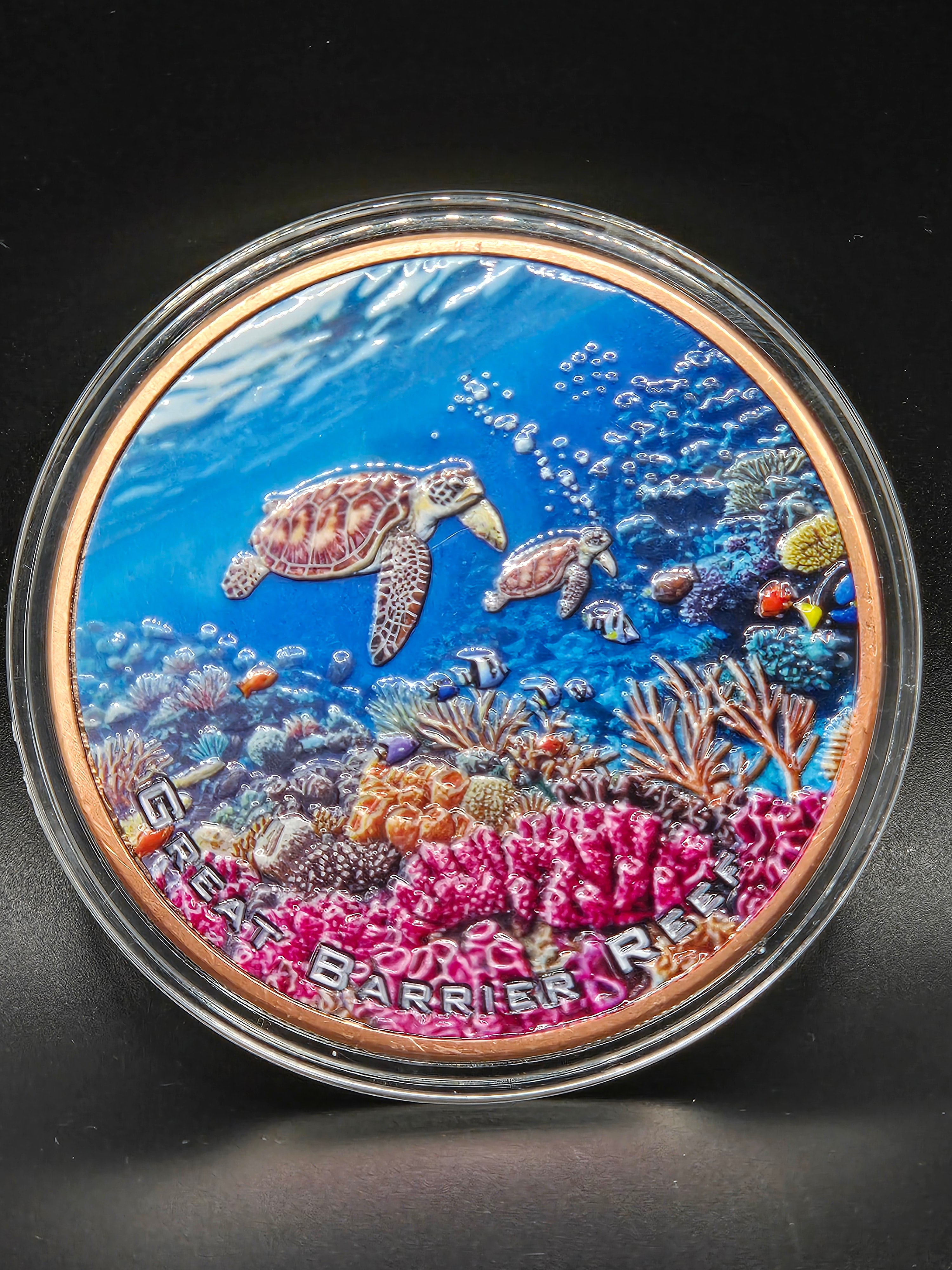 Great Barrier Reef 5 oz Copper Round – Colorized Ocean Wildlife Design – .999 Fine Copper