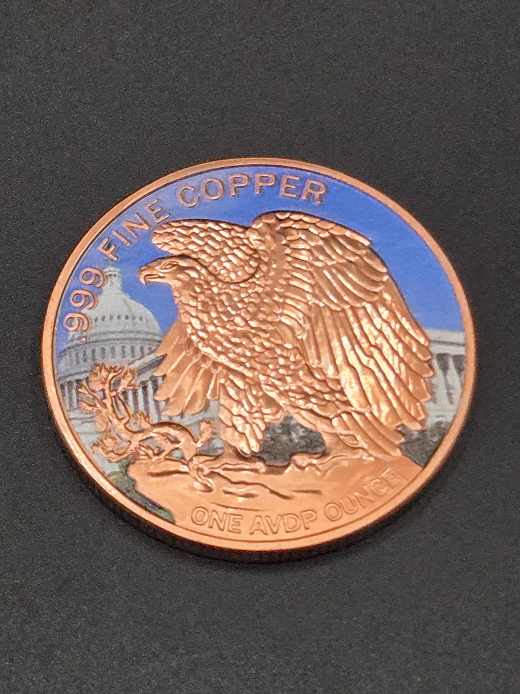 Walking Liberty 1 oz Copper Round – American Flag Colorized Design – .999 Fine Copper