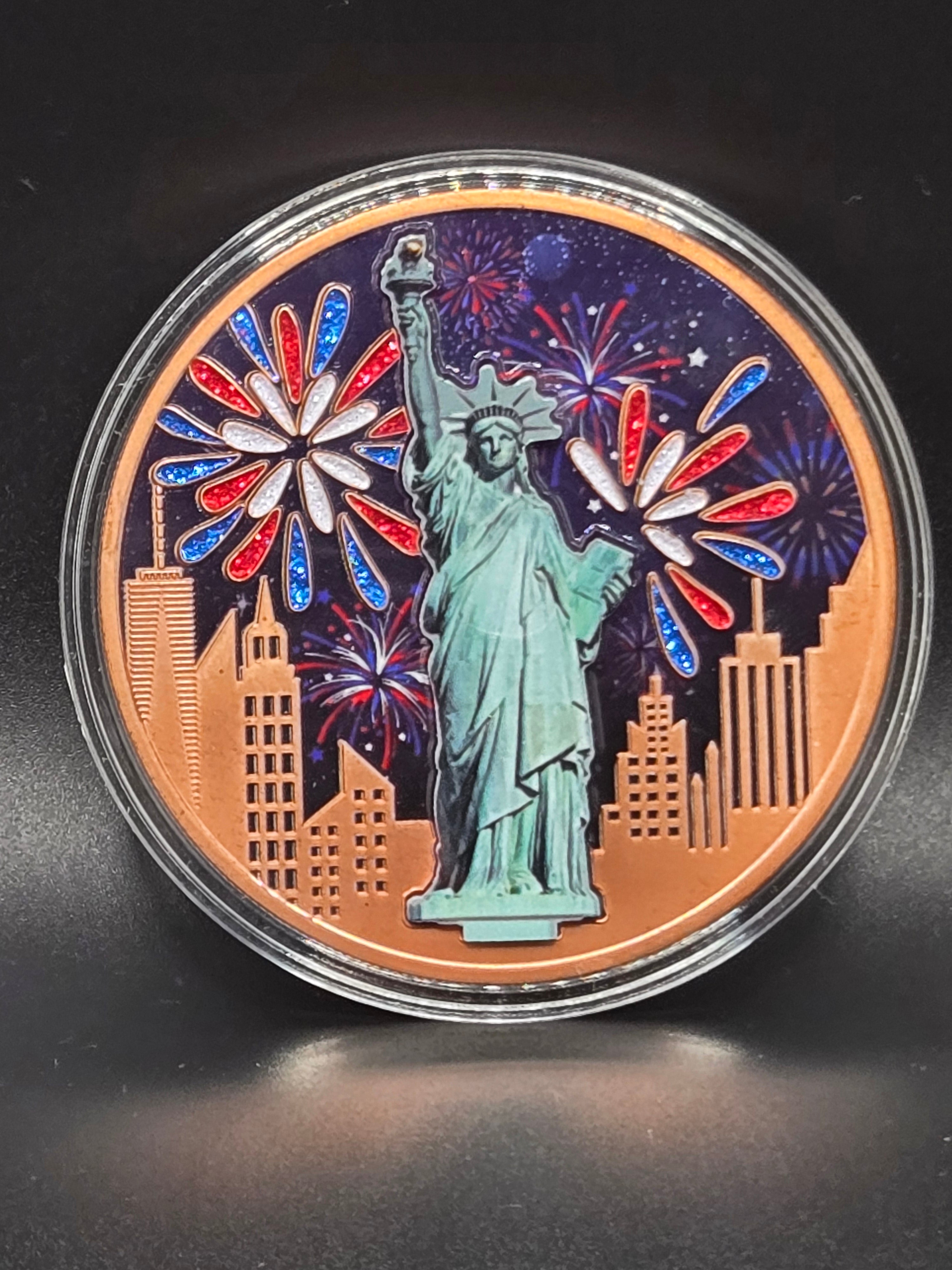 Independence Day 2025 5 oz Copper Round – Statue of Liberty Fireworks – .999 Fine Copper