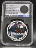 2025 Niue Apollo 11 Landing 1 oz Silver Proof Coin – NGCX Reverse PF10 – Neil Armstrong Flight Jacket Relic