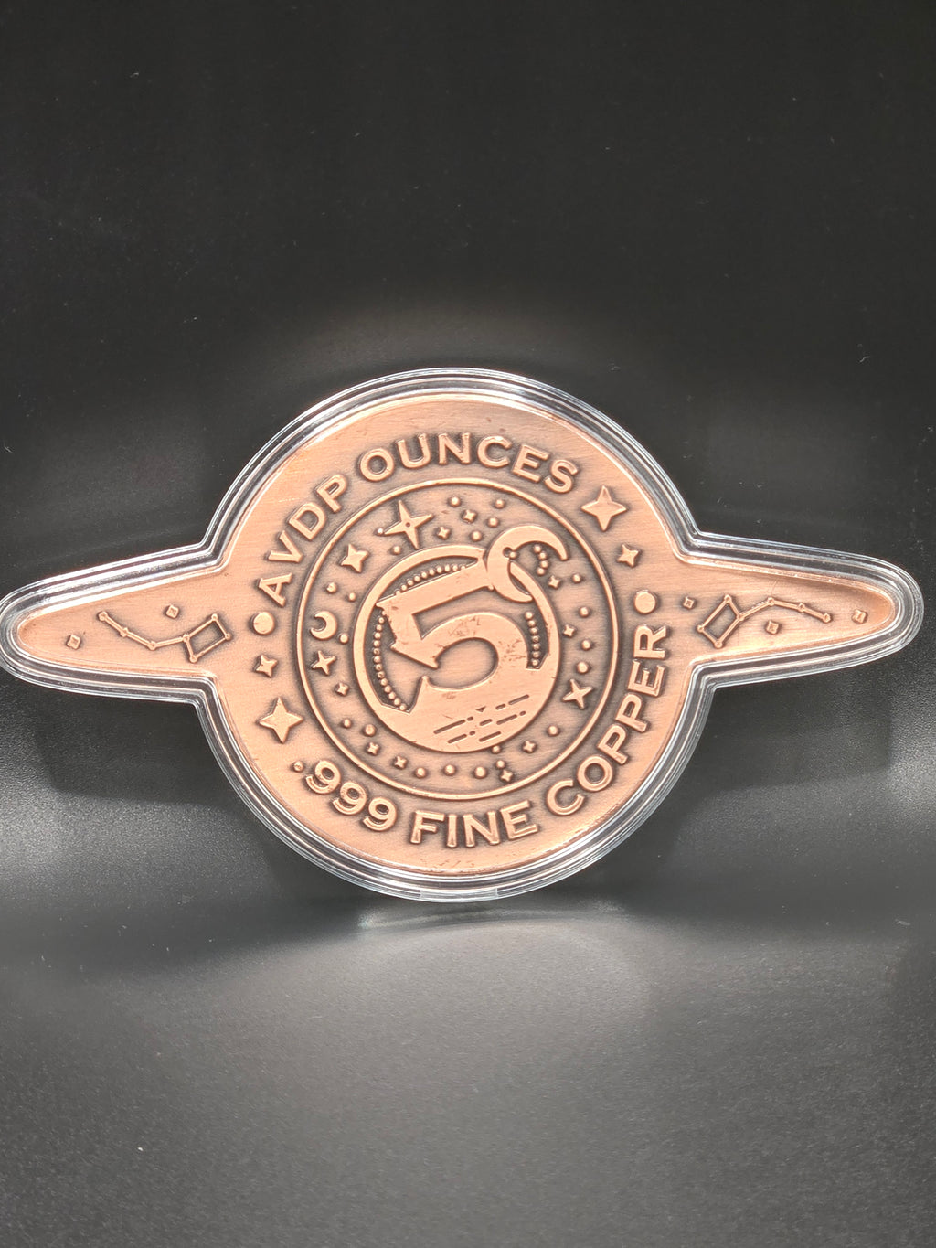 5 oz UFO Flying Saucer Copper Round – Colorized Galactic Design – .999 Fine Copper