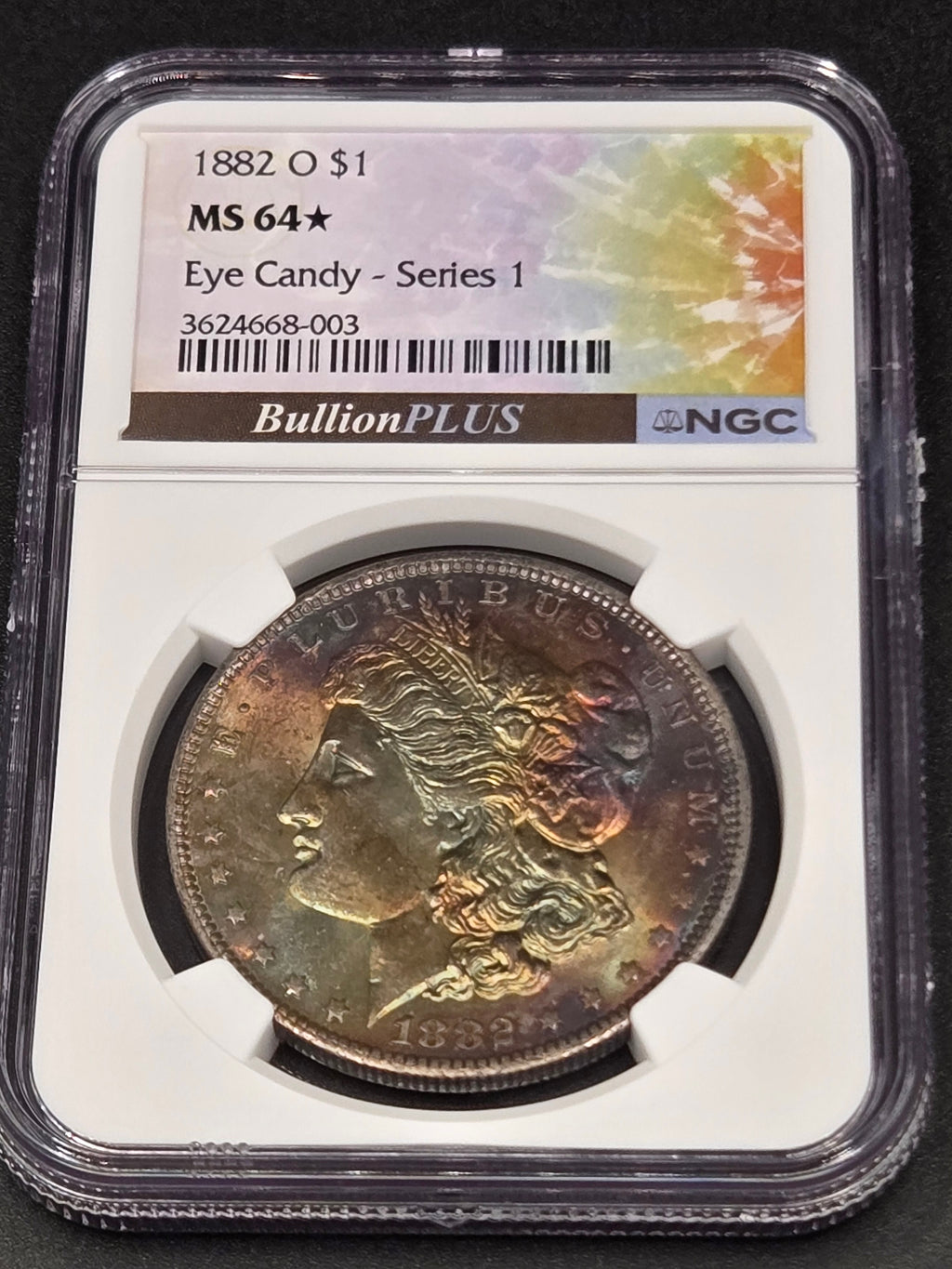 1882-O Morgan Silver Dollar – NGC MS64★ Star – Eye Candy Series 1 Toned Dollar