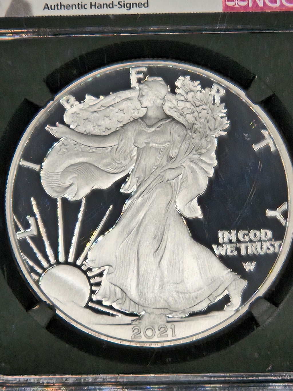 2021-W American Silver Eagle Proof Type 2 NGC PF70 Ultra Cameo – Anna Cabral Signed Label