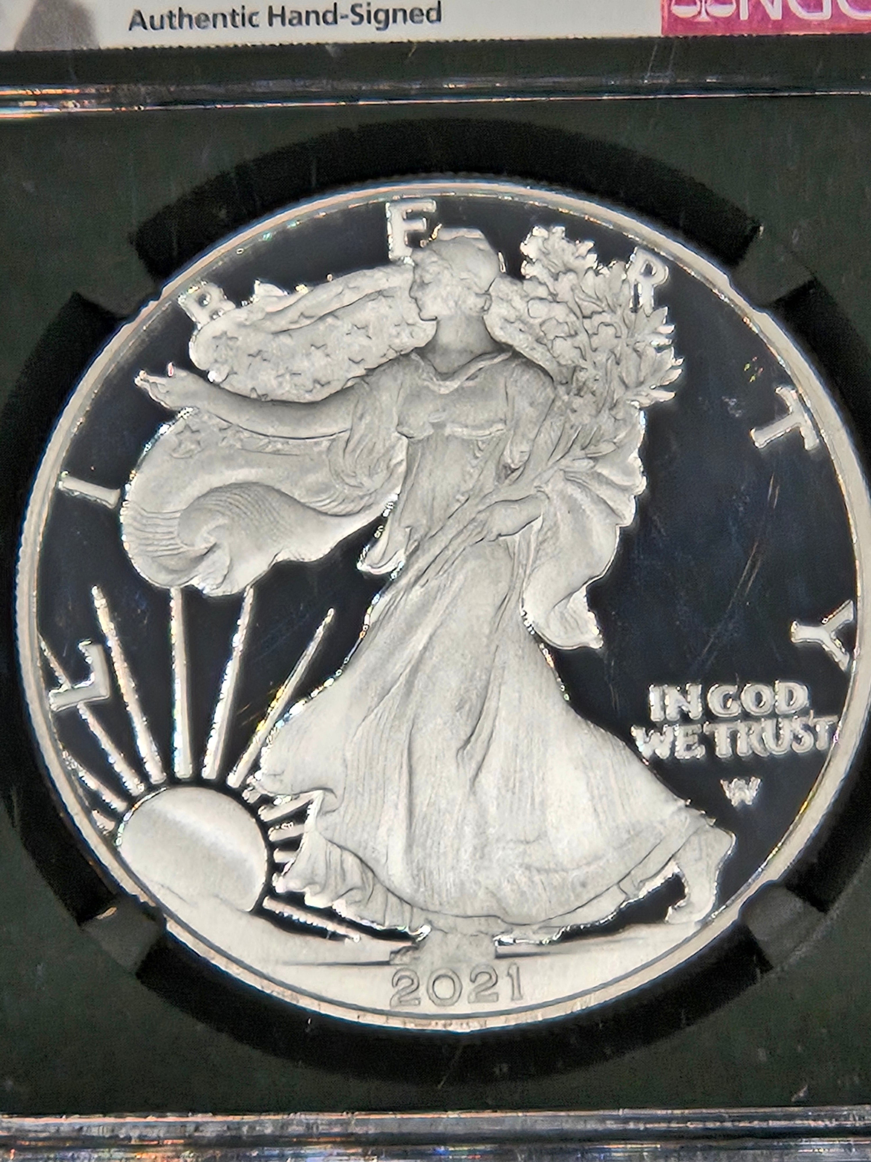 2021-W American Silver Eagle Proof Type 2 NGC PF70 Ultra Cameo – Anna Cabral Signed Label