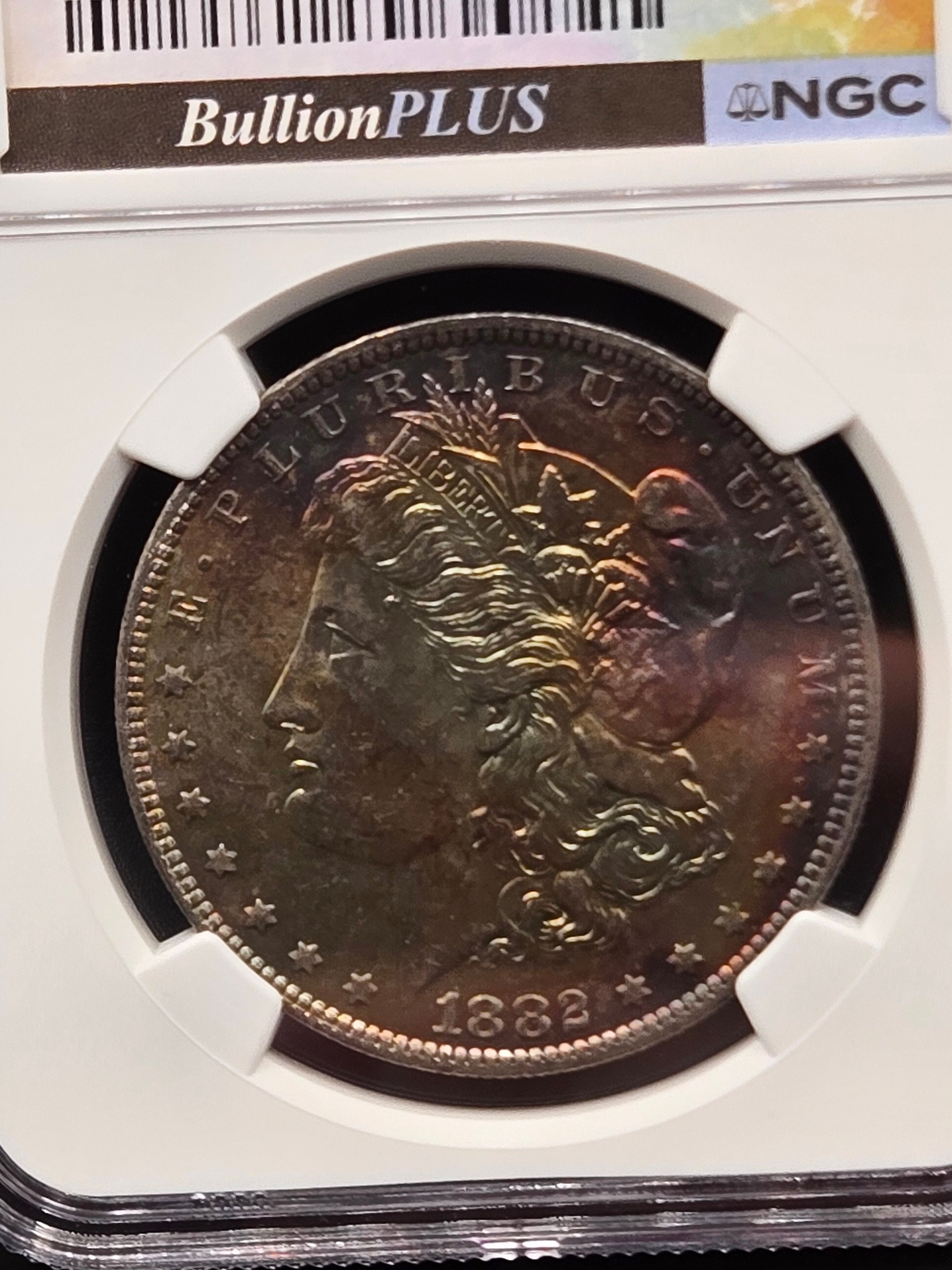 1882-O Morgan Silver Dollar – NGC MS64★ Star – Eye Candy Series 1 Toned Dollar