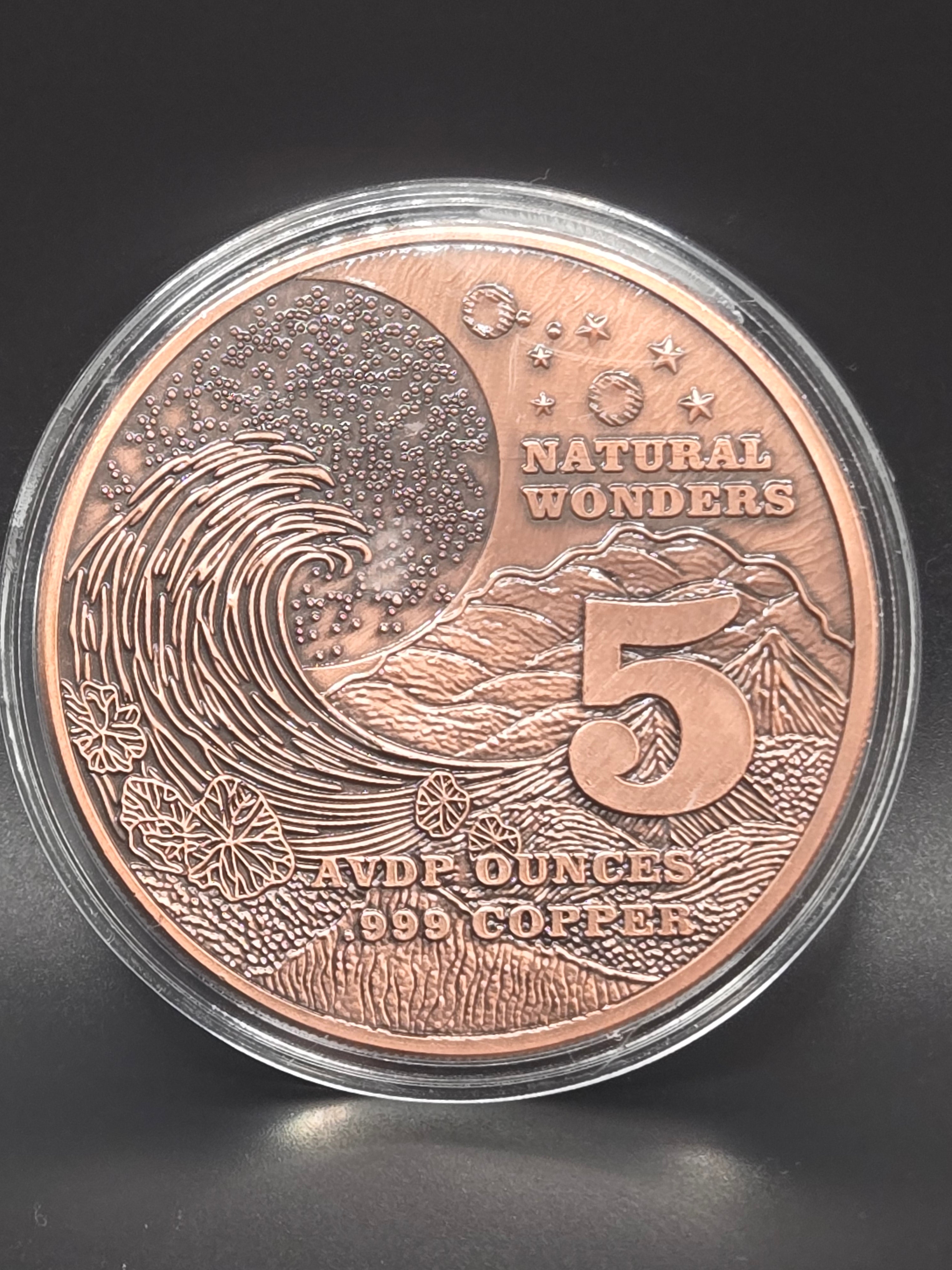 Mount Everest 5 oz Copper Round – Natural Wonders Series – Colorized Mountain Design – .999 Fine Copper