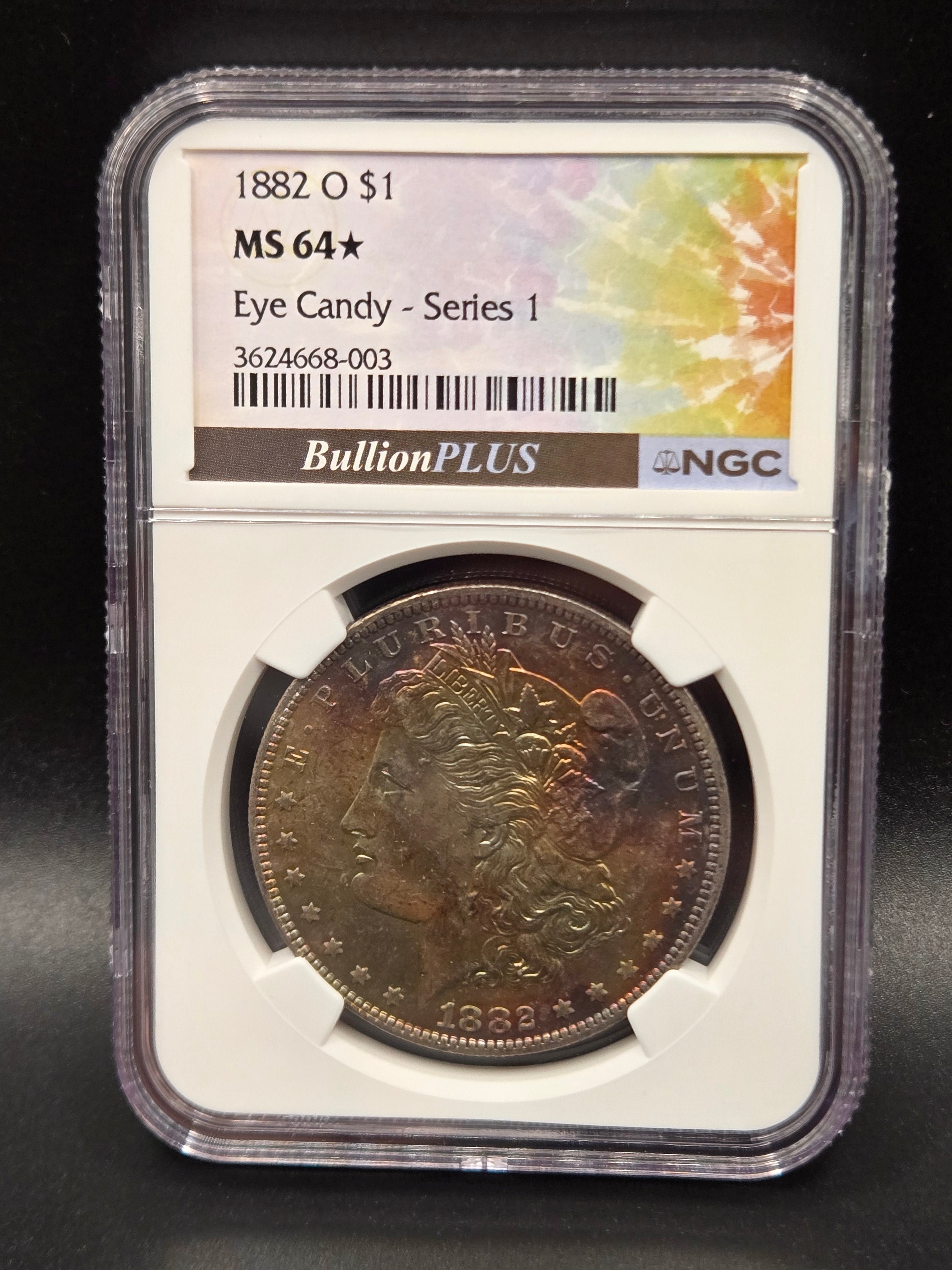 1882-O Morgan Silver Dollar – NGC MS64★ Star – Eye Candy Series 1 Toned Dollar