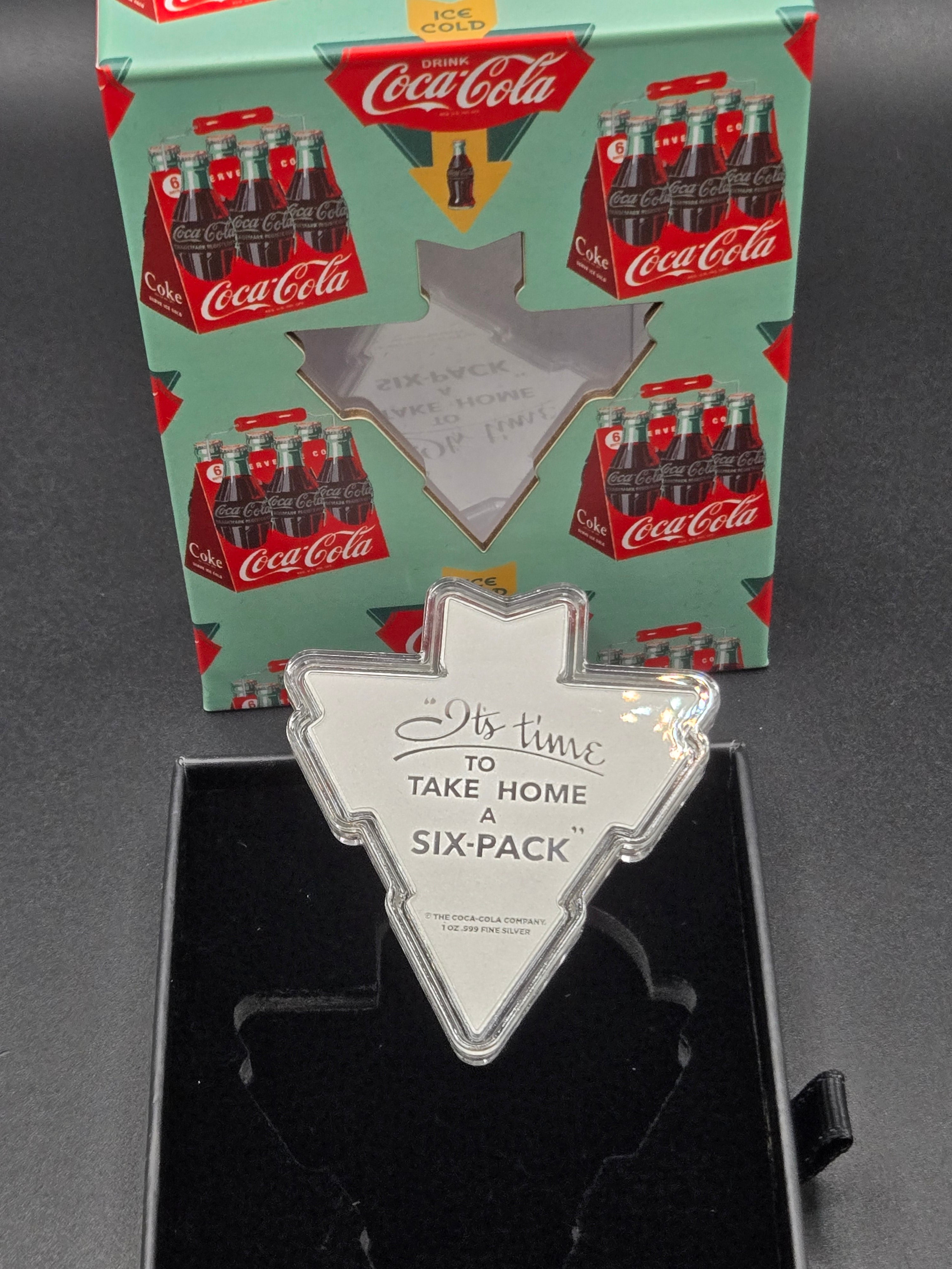 Coca-Cola “Take Home a Six-Pack” 1 oz Silver Arrow Coin – .999 Fine Silver – Limited Mintage 2500 – Box & COA