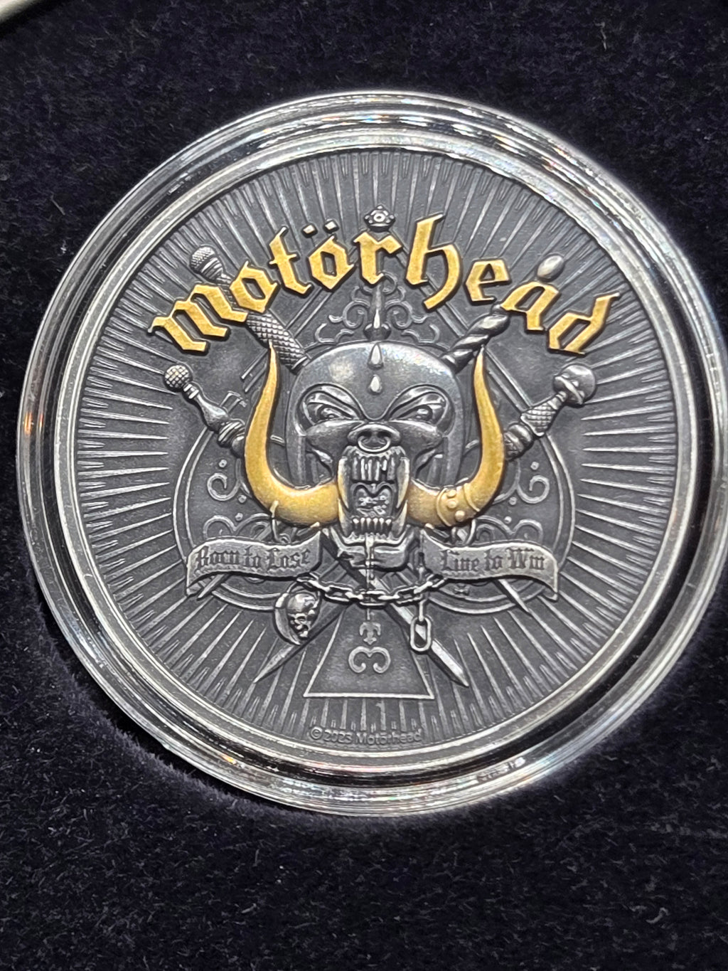 2024 Motörhead Warpig 1 oz Silver Coin – Black Antiqued Finish & 24K Gold – Mintage 1,975 – Box & COA
