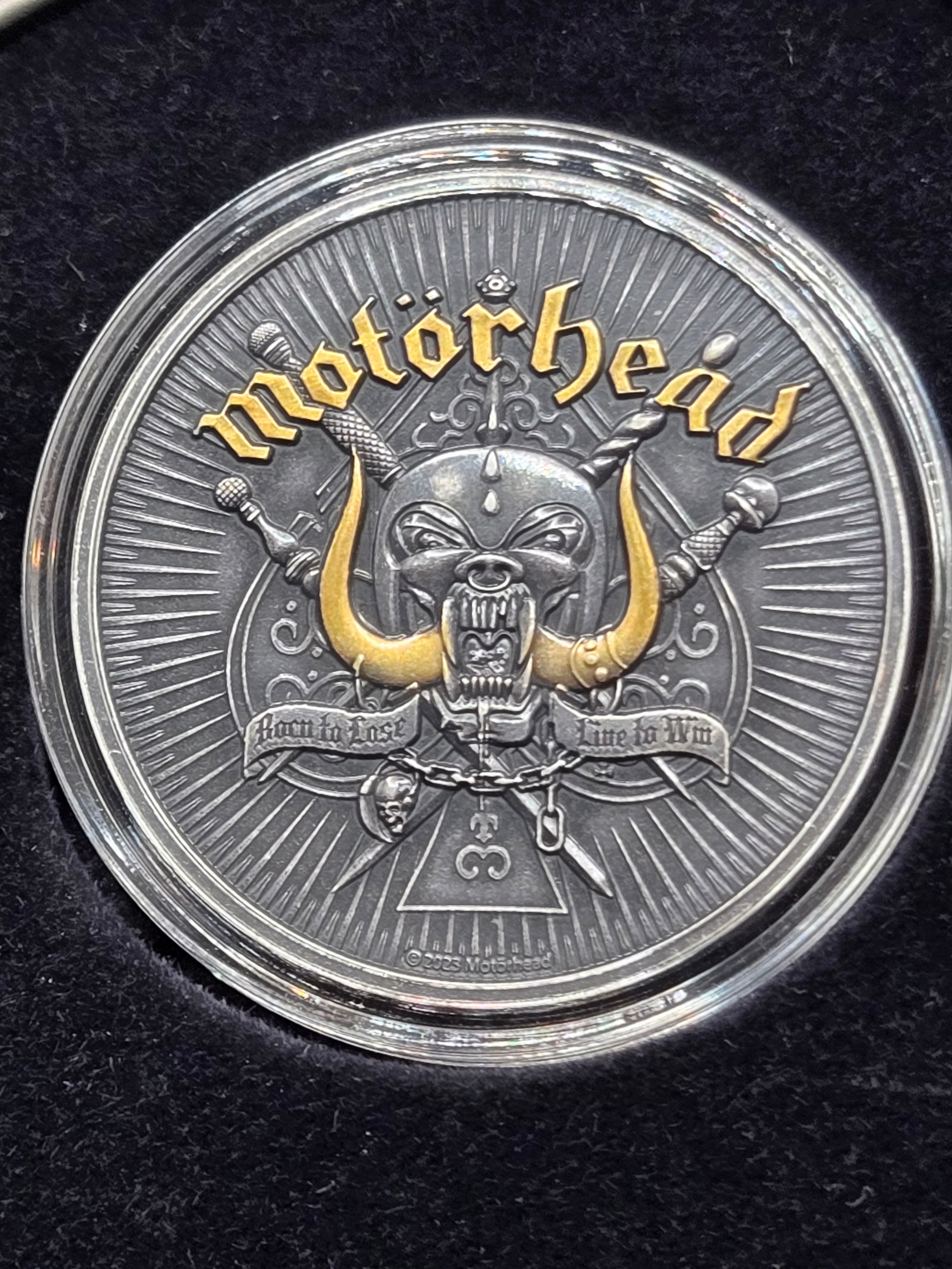 2024 Motörhead Warpig 1 oz Silver Coin – Black Antiqued Finish & 24K Gold – Mintage 1,975 – Box & COA