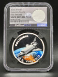 2025 Niue $1 Space Shuttle Columbia NGCX Reverse PF10 BullionPLUS – Space Flown Orbiter Thermal Insulation