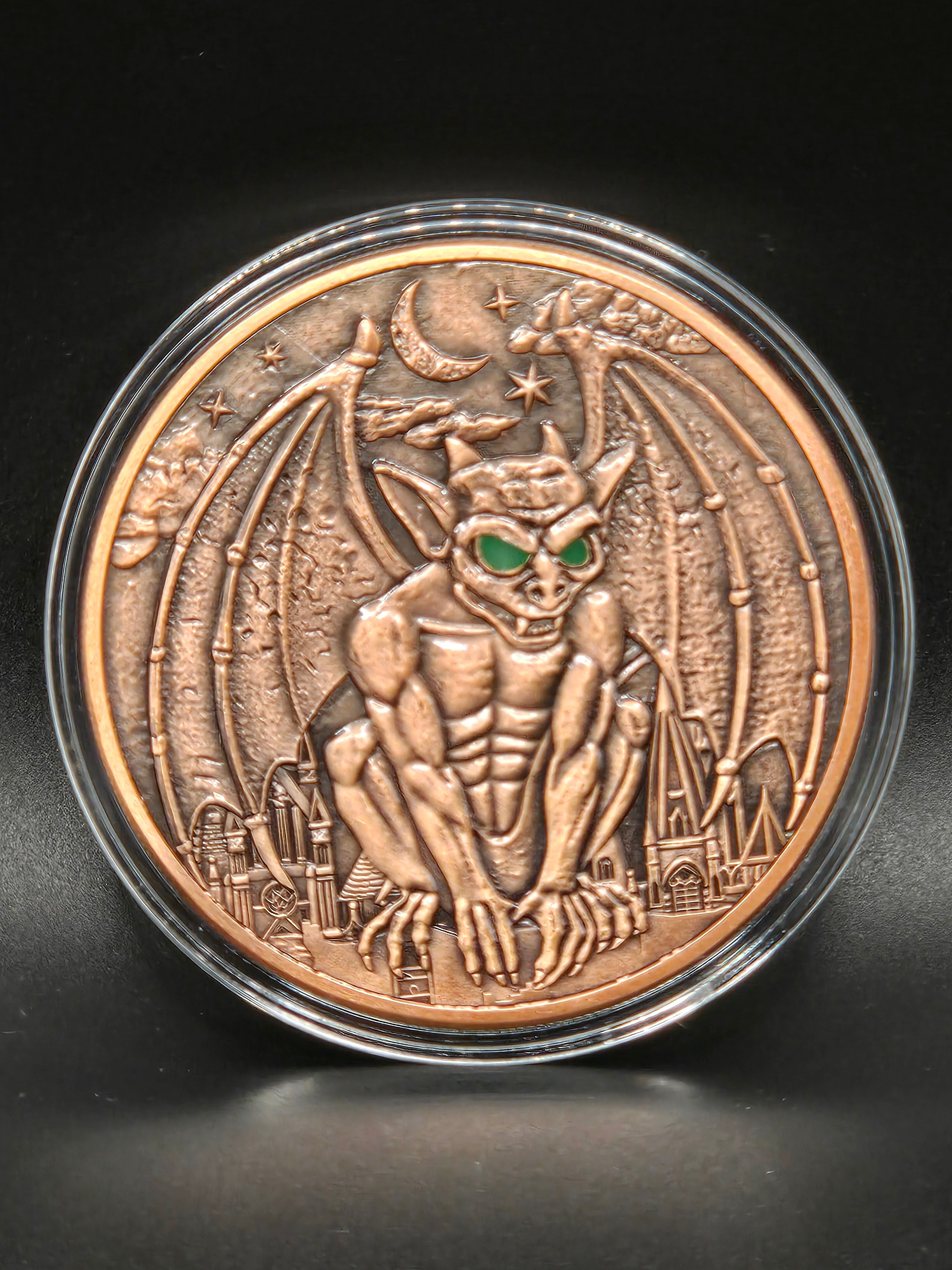 Gargoyle Gothic Cathedral 5 oz Copper Round – Fantasy Medieval Design – .999 Fine Copper
