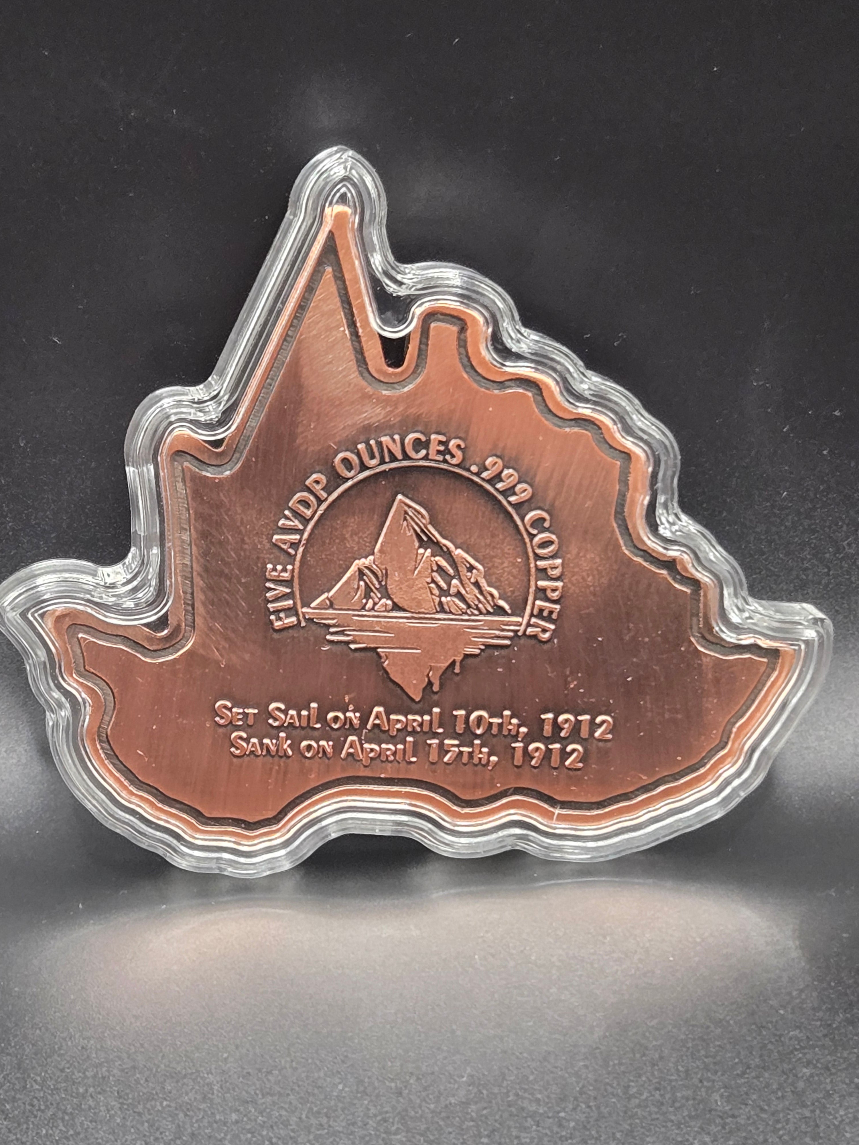 Titanic 5 oz Shaped Copper Round – Colorized RMS Titanic Design – .999 Fine Copper
