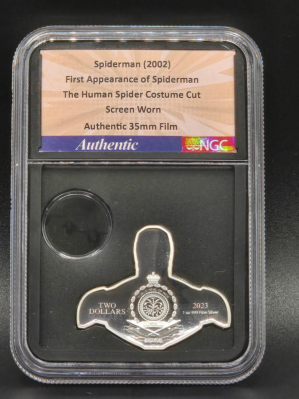 2023 Niue $2 Marvel Iron Man Shaped Coin NGCX PF10 UC BullionPLUS – Spider-Man Film & Costume Relic
